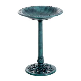 Outsunny 28" Resin Fleur De Lis Bird Bath, Time-Worn Finish - Garden Ornamental Decor