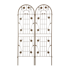 2 Pack Metal Garden Trellis 71" x 19.7" Rustproof Trellis for Climbing Plants Outdoor Flower Support Brown