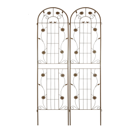 2 Pack Metal Garden Trellis 86.7" x 19.7" Rustproof Trellis for Climbing Plants Outdoor Flower Support Brown (Color: as Pic)