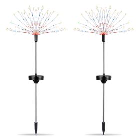 2Pcs Solar Powered Starburst Lights 240 LEDs Firework Lamp Garden Path Decor Lights (Light Color: Color)