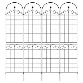 4 Pack Metal Garden Trellis for Climbing Plants Outdoor 86.7'' x 19.7'' Rustproof Plant Support Rose Trellis Netting Trellis Black (Color: as Pic)