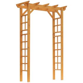 Outsunny 85" Wooden Garden Arbor for Wedding and Ceremony, Outdoor Garden Arch Trellis for Climbing Vines - Orange (Color: as Pic)