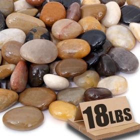 18 lbs River Rocks Pebbles 1.6-2.4 Inch Polished Decorative Stones Natural Pebbles for Plants, Aquarium Gravel, Vase Fillers (gorgeous and colorful: 18 LBS)