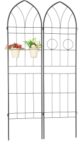 4 Pack Metal Garden Trellis 78.7" x 19.7" Rustproof Trellis for Climbing Plants Outdoor Flower Support Black (Color: as Pic)