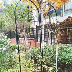 2 Pack Metal Garden Trellis for Climbing Plants Outdoor 86.7'' x 19.7'' Rustproof Plant Support Rose Trellis Netting Trellis Black (Color: as Pic)