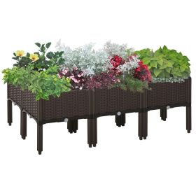Outsunny 6 Piece Raised Garden Bed Kit, Elevated Self-Watering Planter Boxes with Drainage Holes for Outdoor Flowers, Vegetables, and Herbs (Color: as Pic)