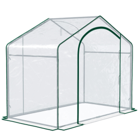 Portable Walk-in Steel Frame Garden Greenhouse (Option: Clear)